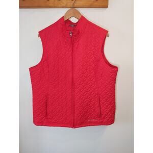 Eddie Bauer Quilted Vest Red Zip Front Pockets Plus Size 2X Lightweight